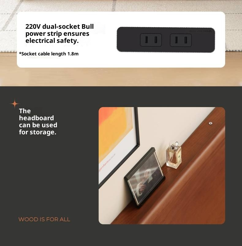 Poplar Solid Wood Suspended Luminous Box Bed