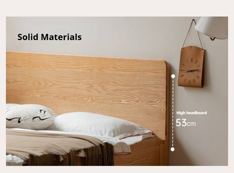 Oak, Beech Solid Wood Box Bed — Minimalist Side-Opening Storage Bed