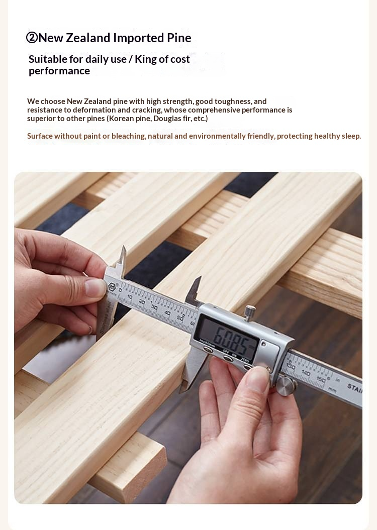 Oak Solid Wood Bed — Cream Style Upholstered Suspended Luminous Bed