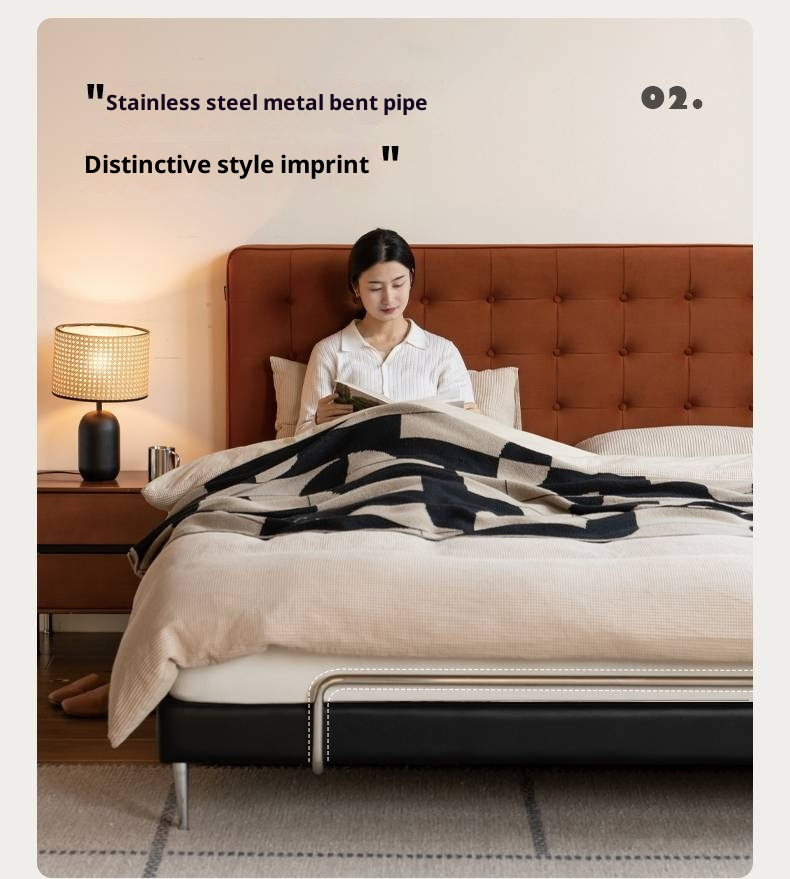 Fabric Velvet Soft Bed Bauhaus Vintage Style