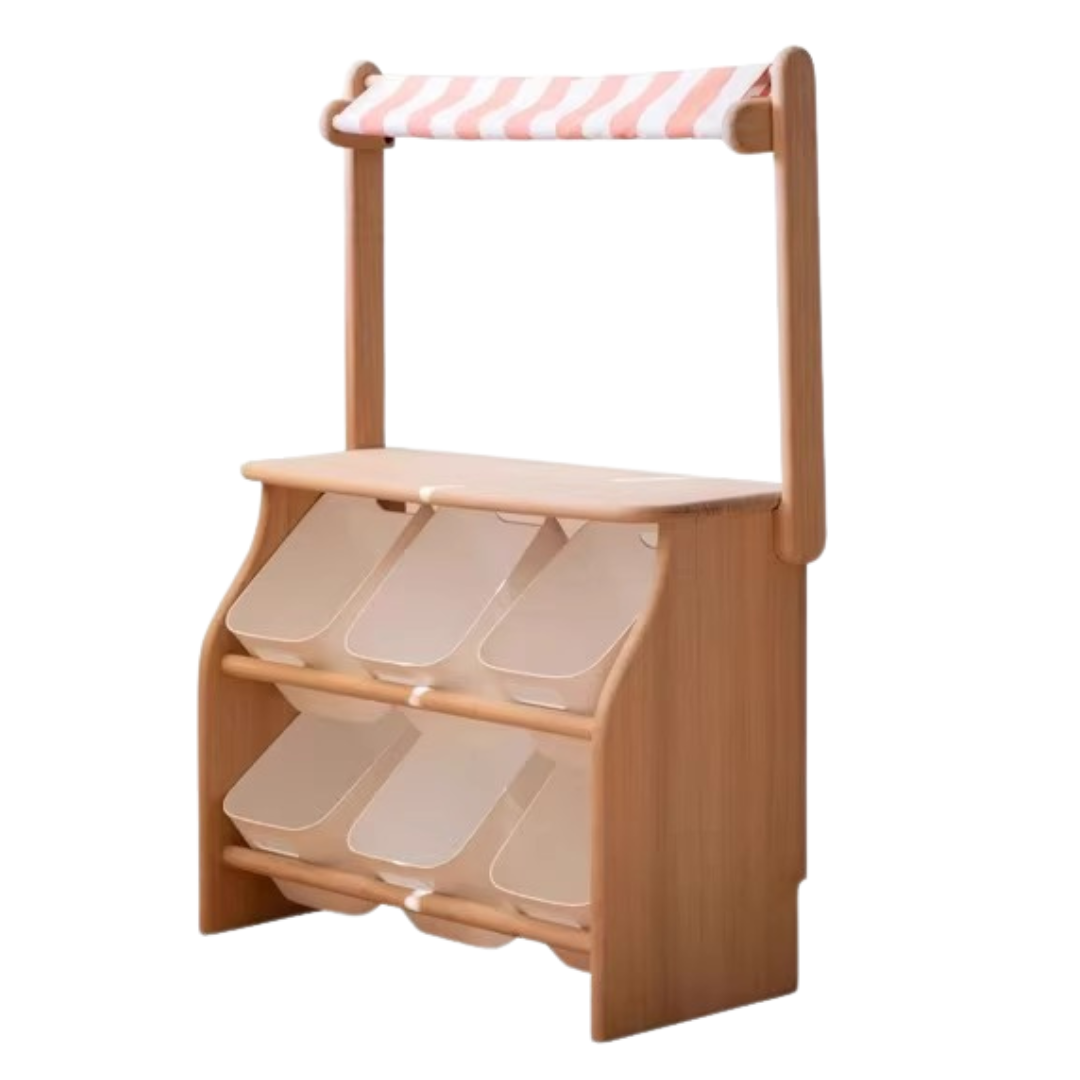 Poplar Solid Wood Kids Book, Toy Combination Storage Rack