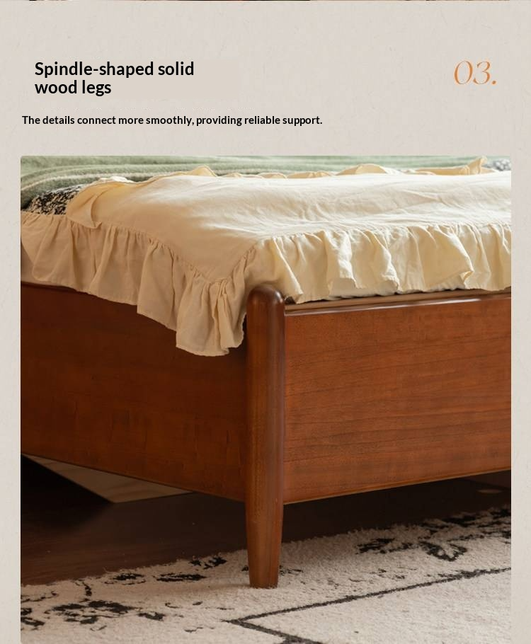 Poplar Solid Wood Box Bed — French Retro Style with Soft Backrest and Mid-Fashion Design