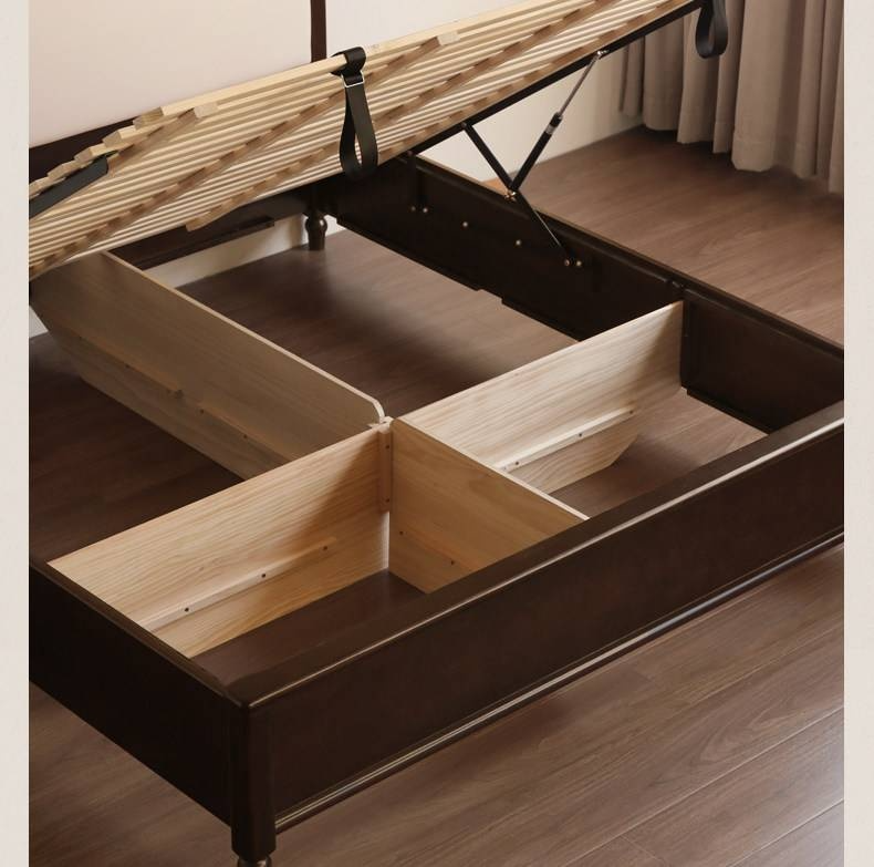 Poplar Solid Wood Box Bed — American Style Vintage with Soft Backrest