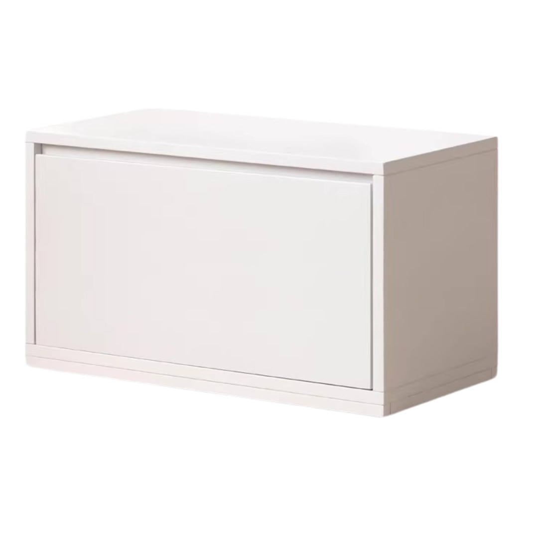Poplar Solid Wood TV Cabinet Floor Cabinet Cream Style