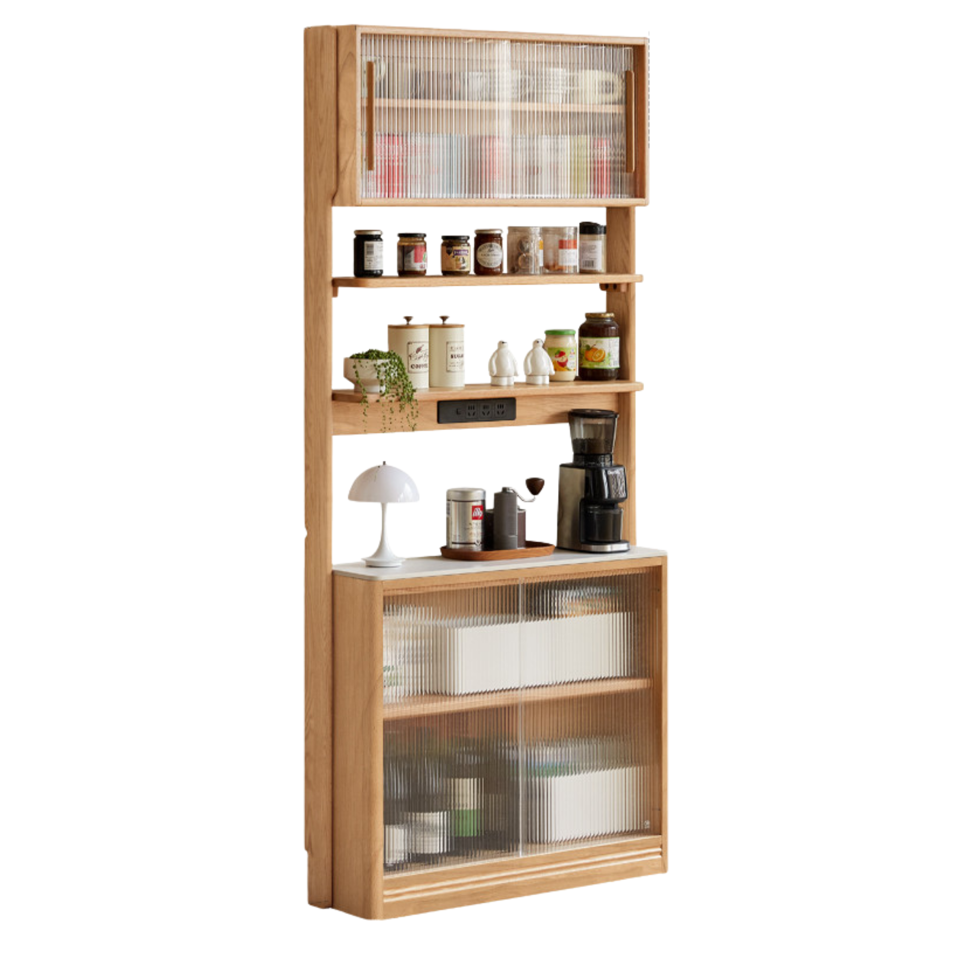 Oak Solid Wood, Solid RubberWood Rock Board Dining Sideboard