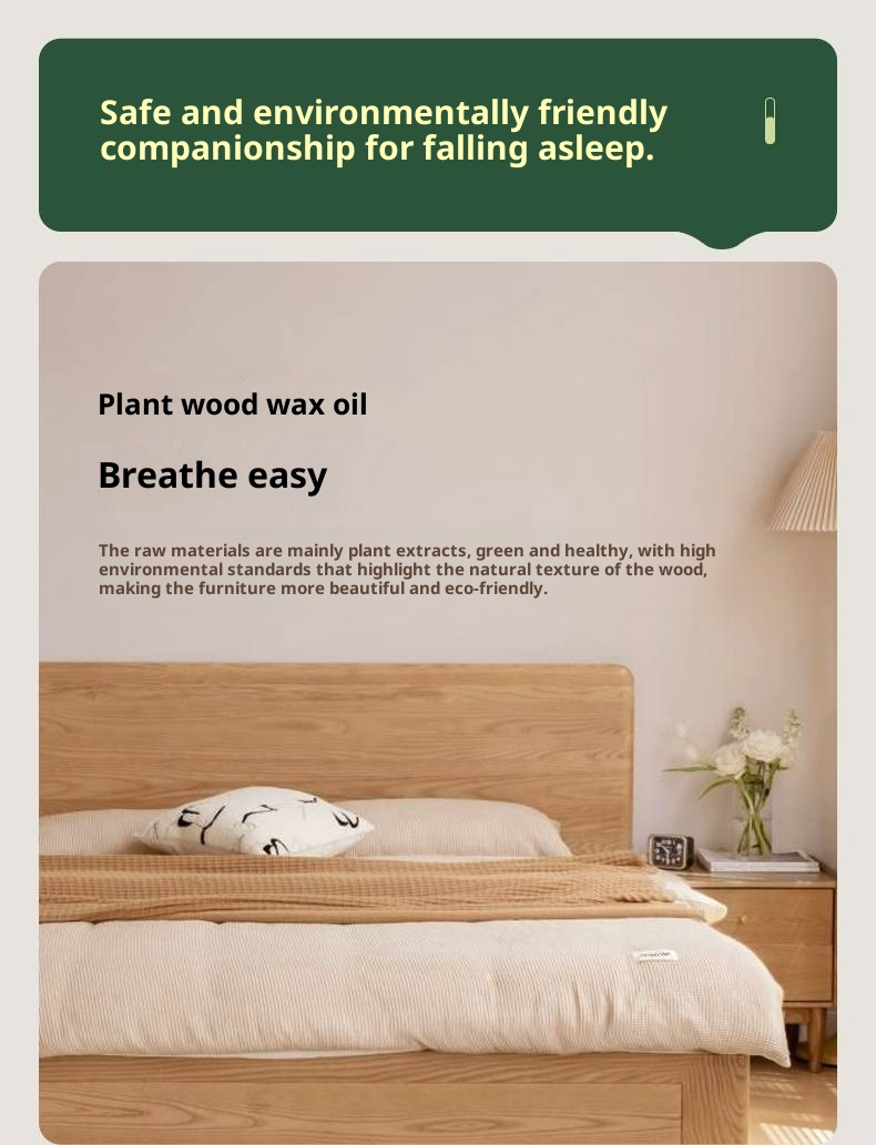 Ash, Oak Solid Wood Modern Minimalist High Box Bed