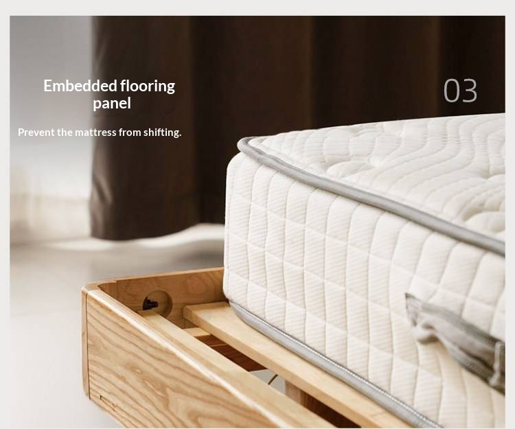 Ash Solid Wood Floating Bed — Modern Minimalist, Genuine Leather Upholstery