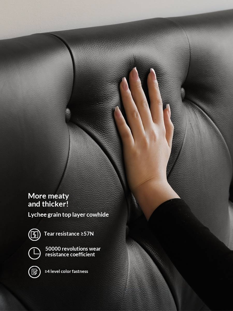 Genuine Leather Luxury Upholstered Bed American Style