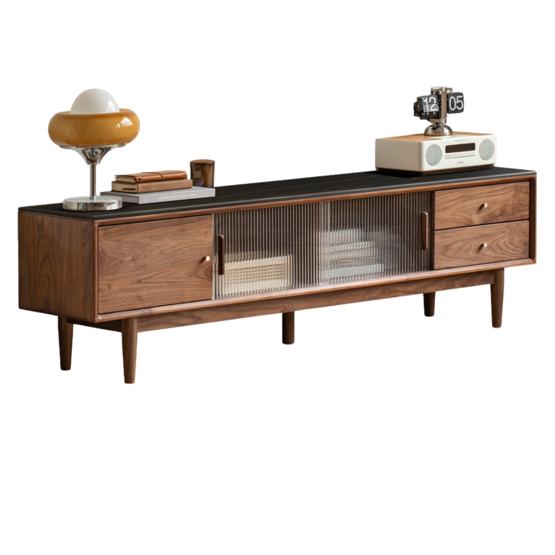 Black Walnut, Teak solid wood TV Cabinet.