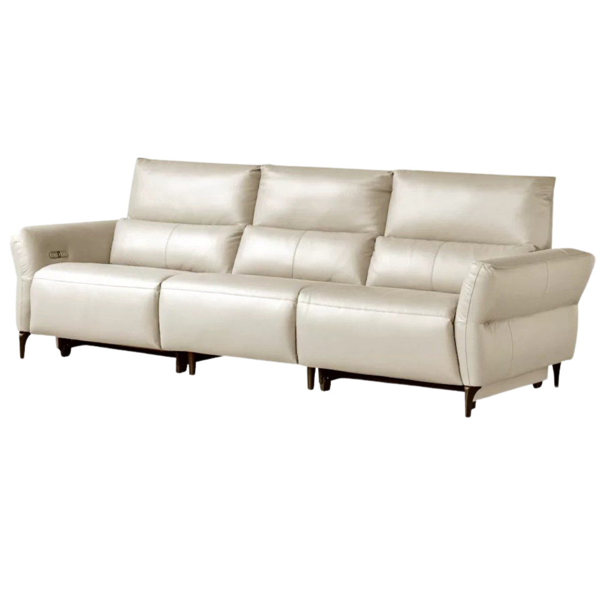 Genuine Leather Power Reclining Sofa with High Back, Single or Dual Power Recliners & USB Charging