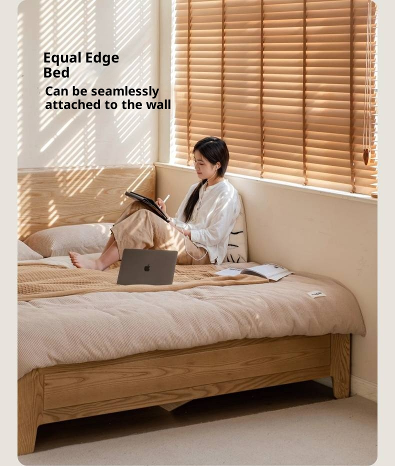 Ash, Oak Solid Wood Modern Minimalist High Box Bed