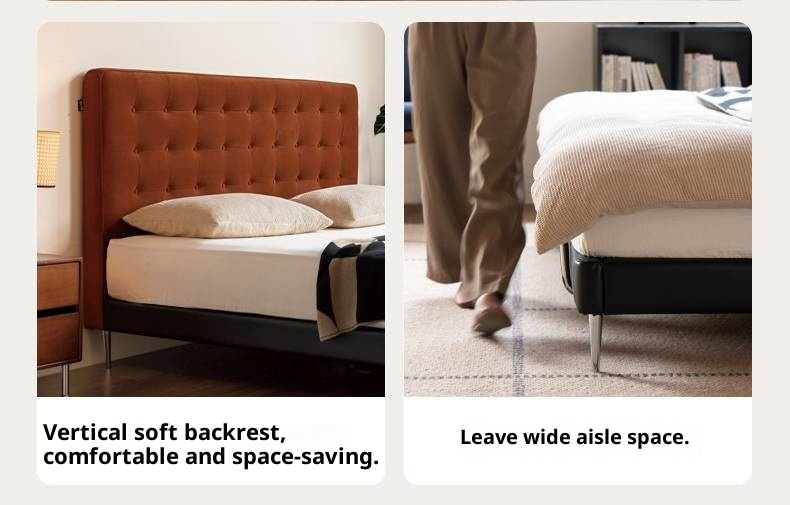 Fabric Velvet Soft Bed Bauhaus Vintage Style