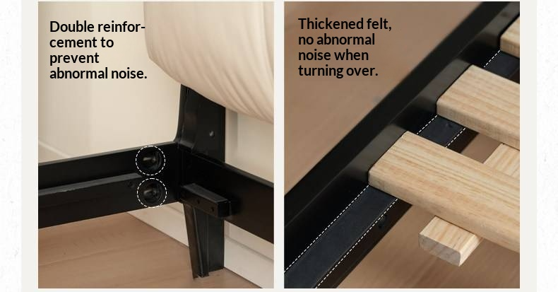 Rubberwood Solid Wood Bed — Modern Minimalist Design with Upholstered Genuine Leather