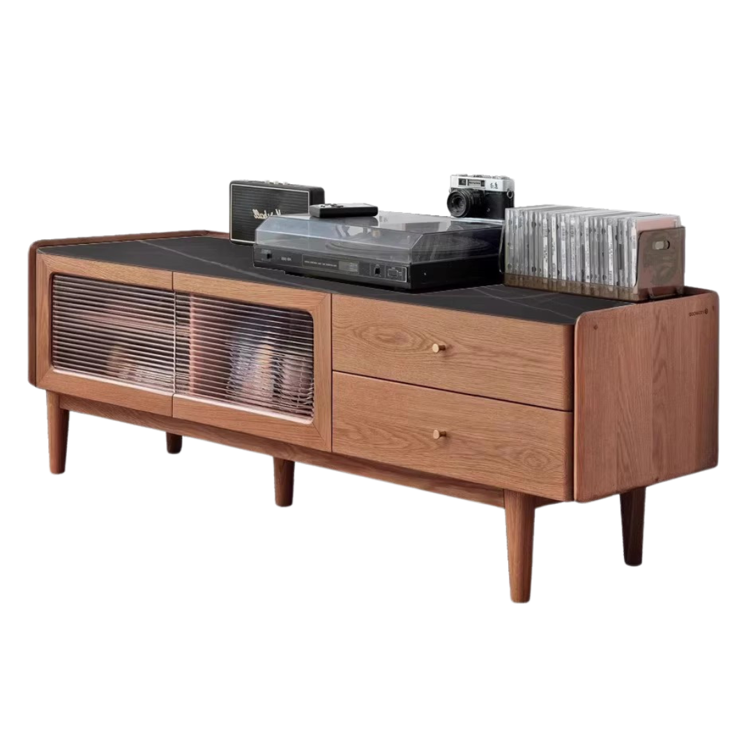 Ash Solid Wood TV Stand Rock Slab.