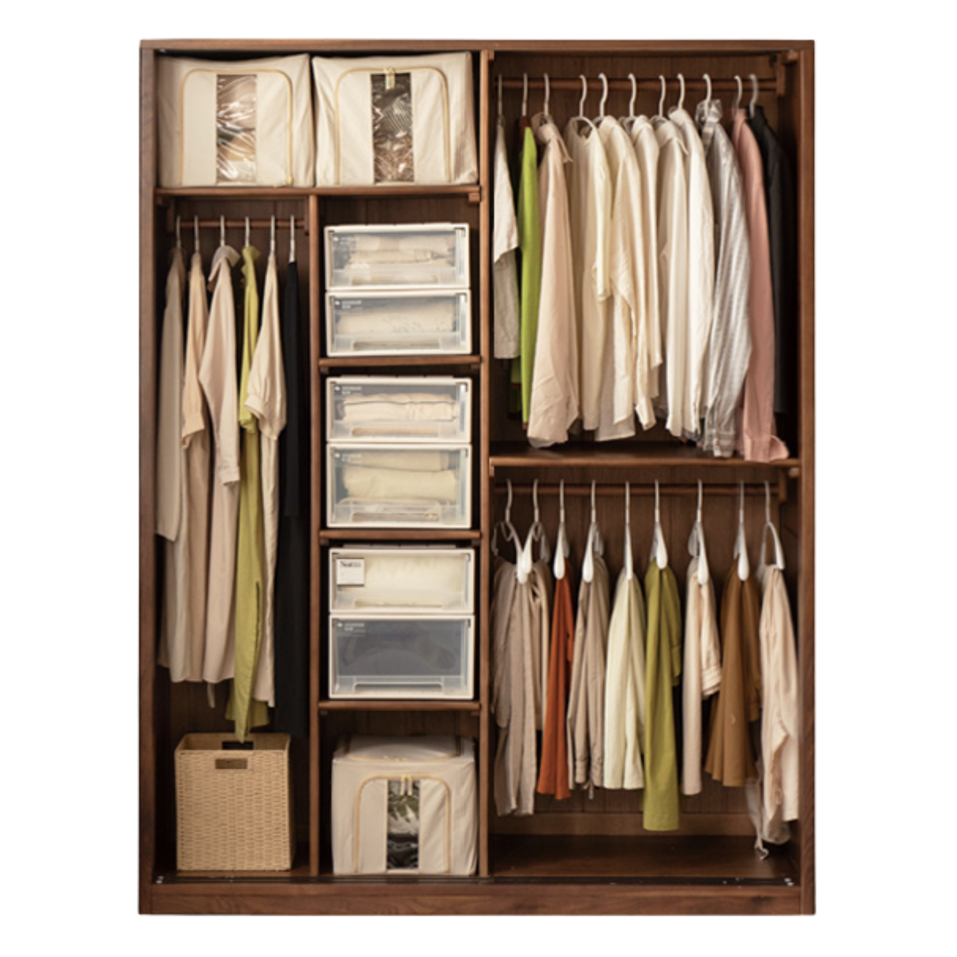 Black Walnut Solid Wood Sliding Door Wardrobe.