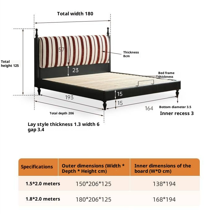 Fabric Soft Bed, American Vintage Retro Style