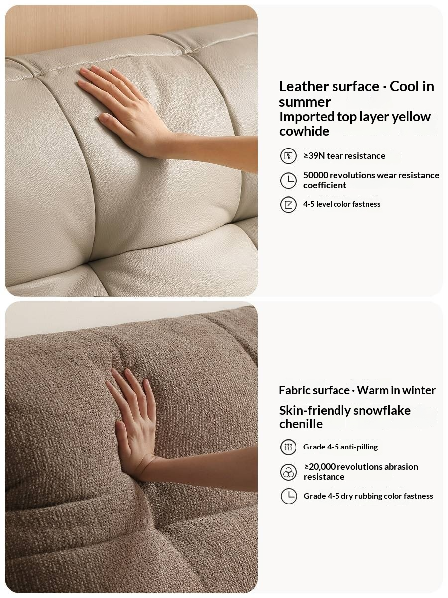 Genuine Leather Italian Light Luxury White Soft Headboard Bed