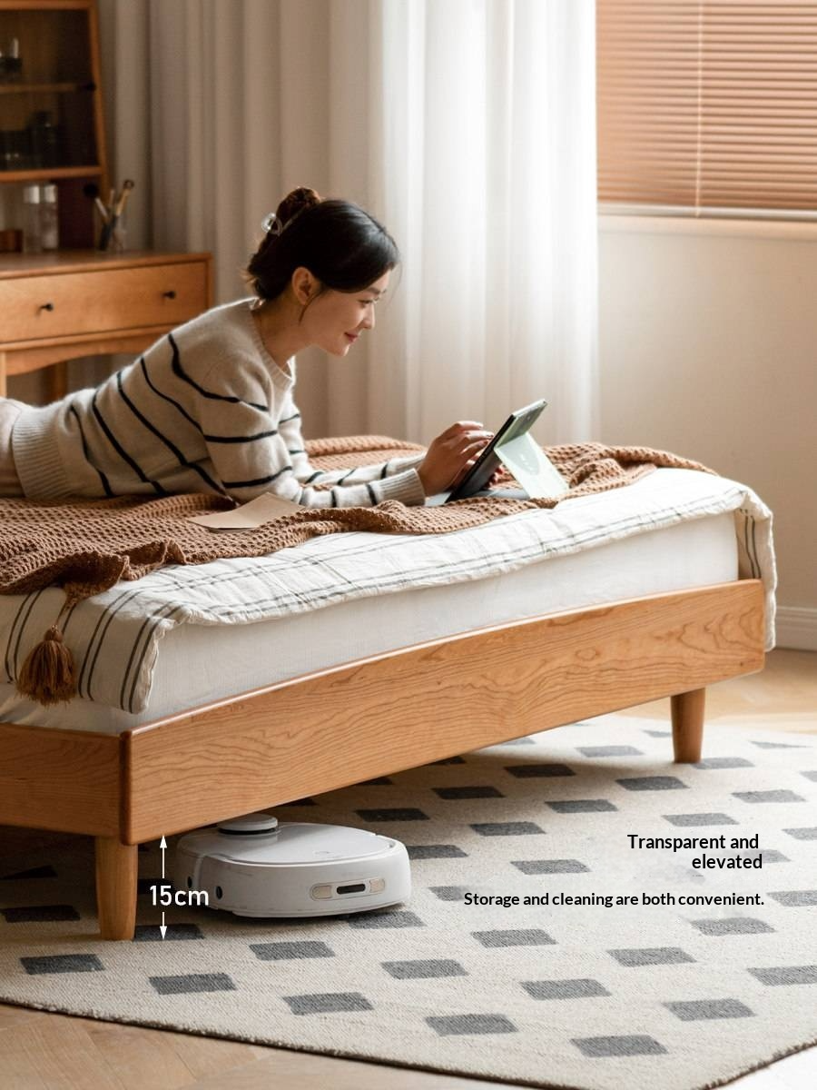 Cherry Solid Wood Bed — Simple Vintage Harp Style Bed