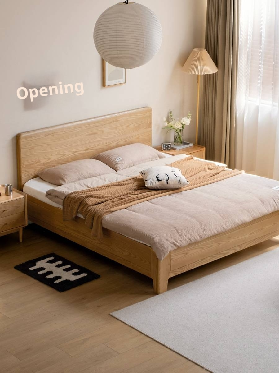 Ash, Oak Solid Wood Modern Minimalist High Box Bed