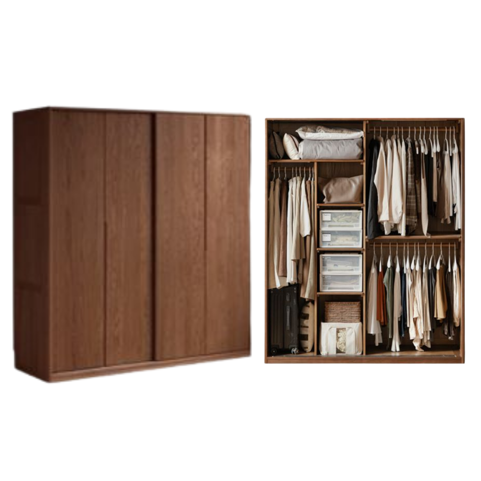 Oak Solid Wood Modern Style Wardrobe