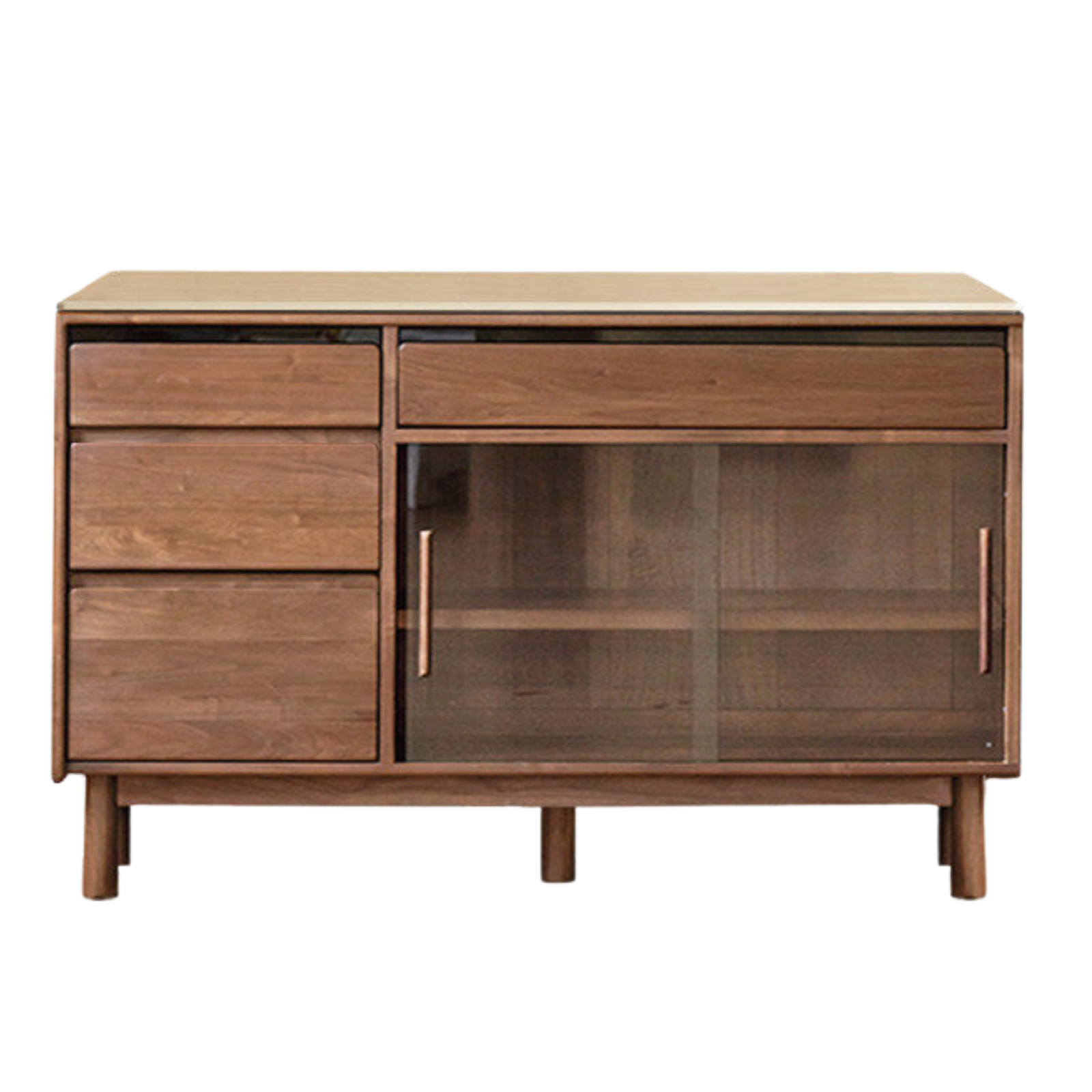 Black Walnut, Sandalwood Solid Wood Light Luxury Rock Plate Sideboard