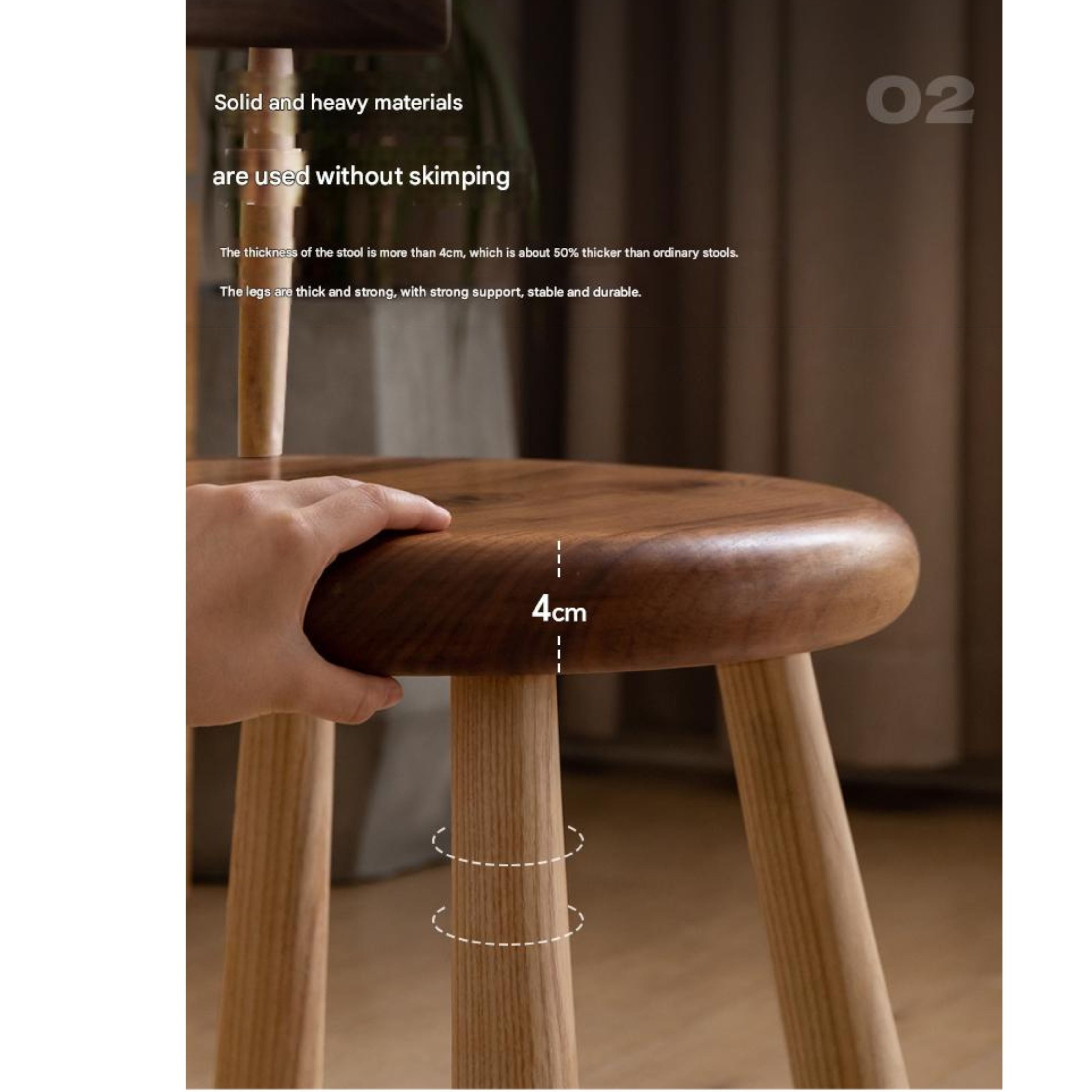 South American Walnut, Black Walnut, Ash Solid Wood Side Chair Small Stool