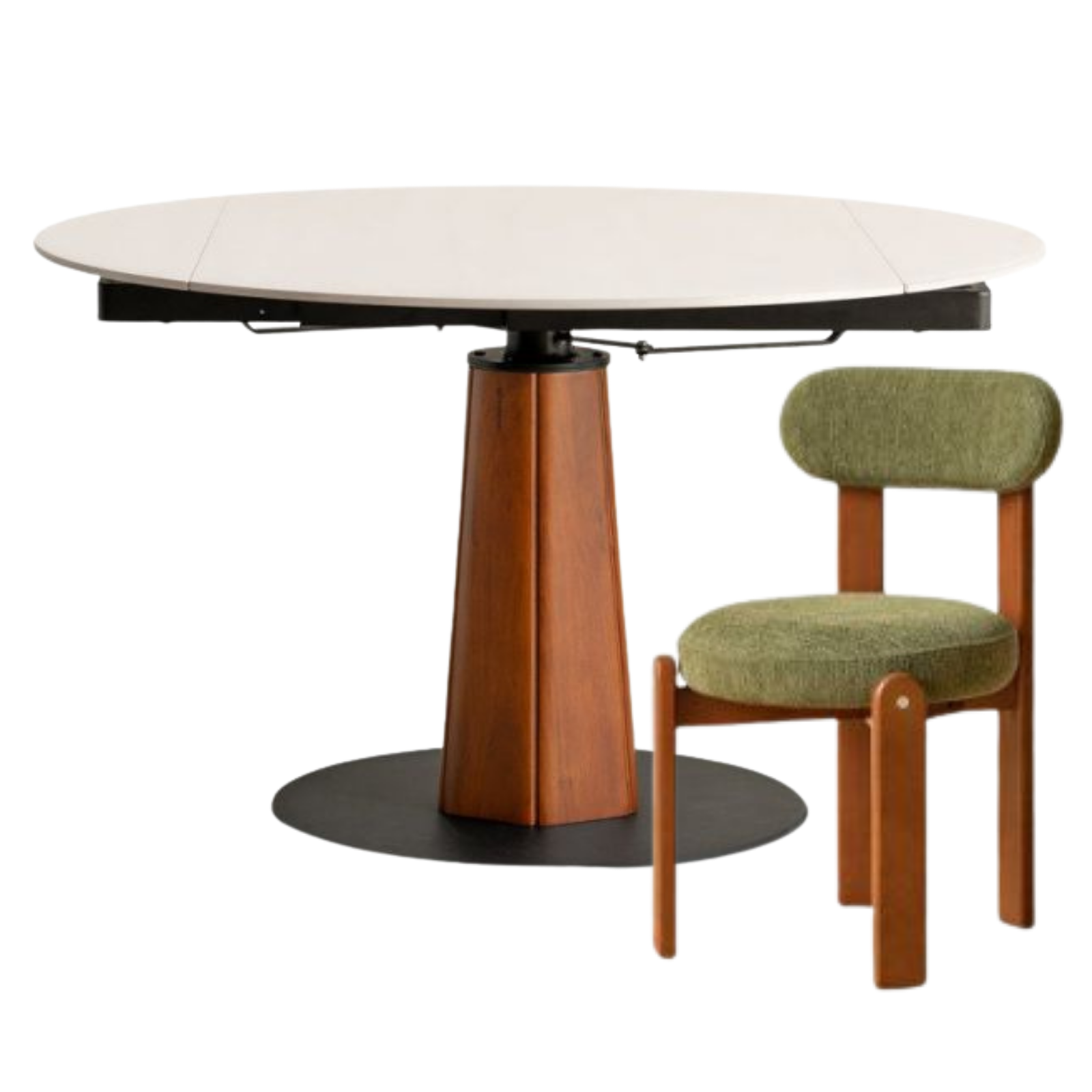 Tulipwood Solid Wood Rock Plate Round Table with Folding Feature