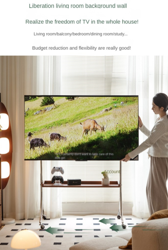 Ash Solid Wood TV Rack Removable Floor-Standing Cart.