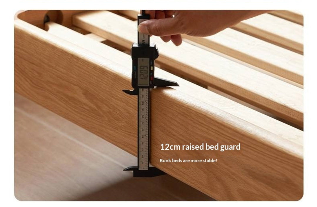 Oak Solid Wood Suspended Bed with Soft Backrest – Piano Key Design