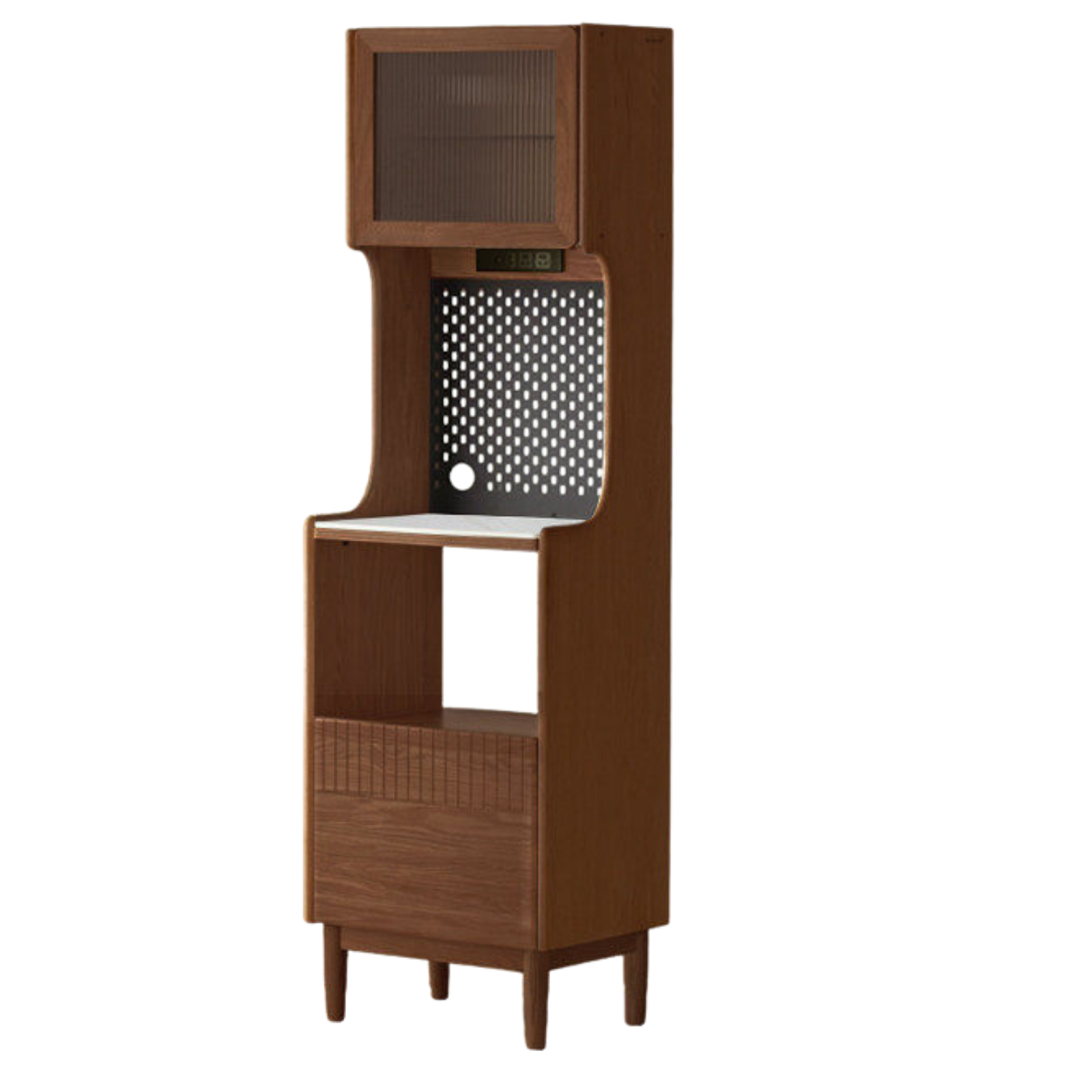 Solid RubberWood, Oak Solid Wood Sideboard Rock Board LED Light