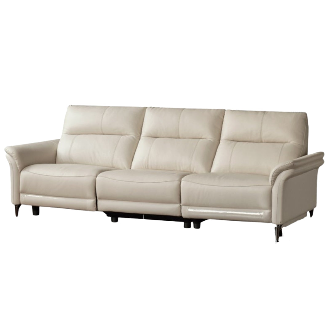 Pine Solid Wood Leather Sofa Cream Style Functional Electric