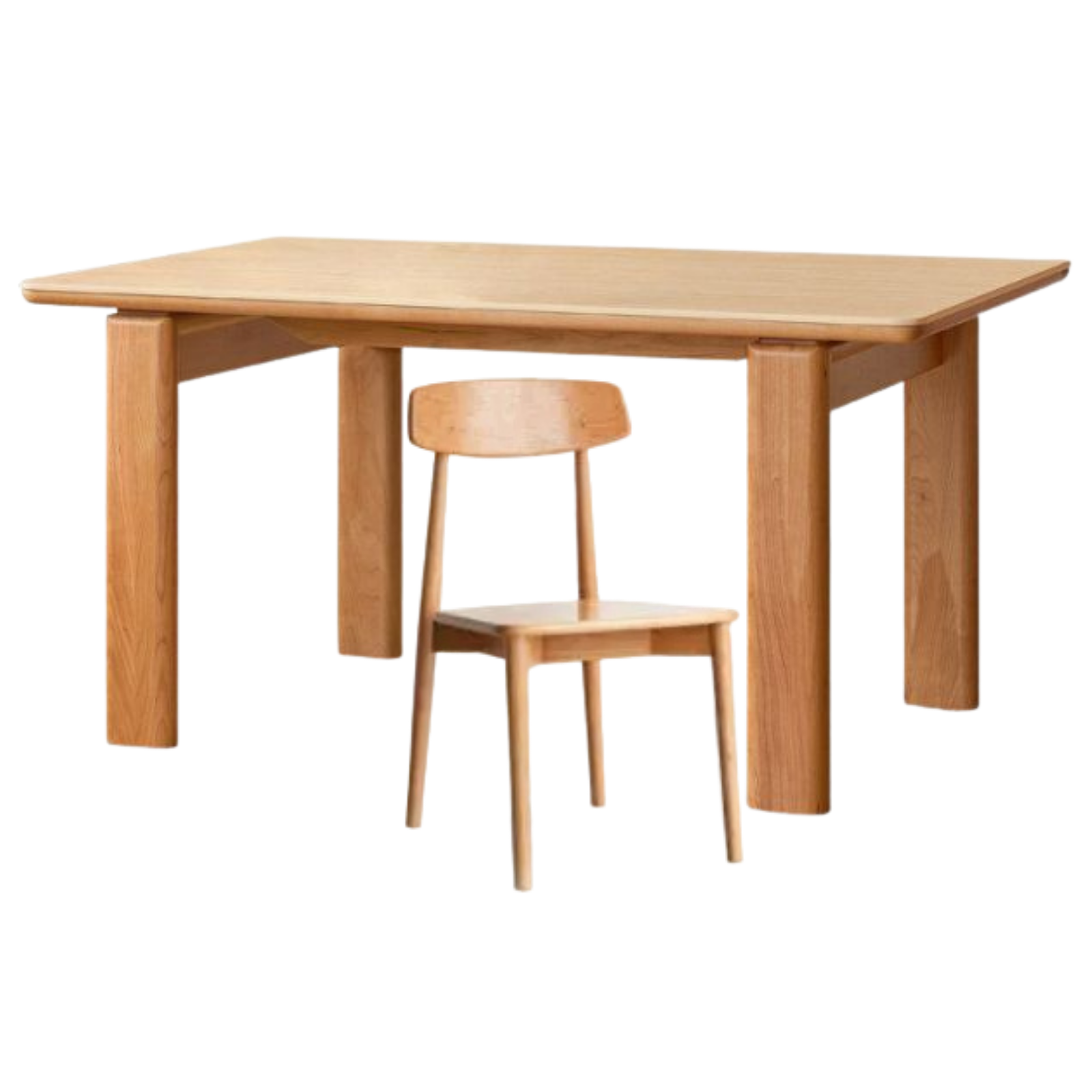 Cherry Solid Wood Vintage Style Slab Dining Table with Sintered Stone Top