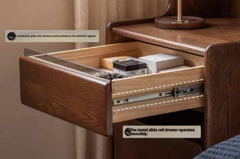 Oak Solid Wood, Rubberwood Solid Vanity Table with Drawers and Modern Minimalist Design