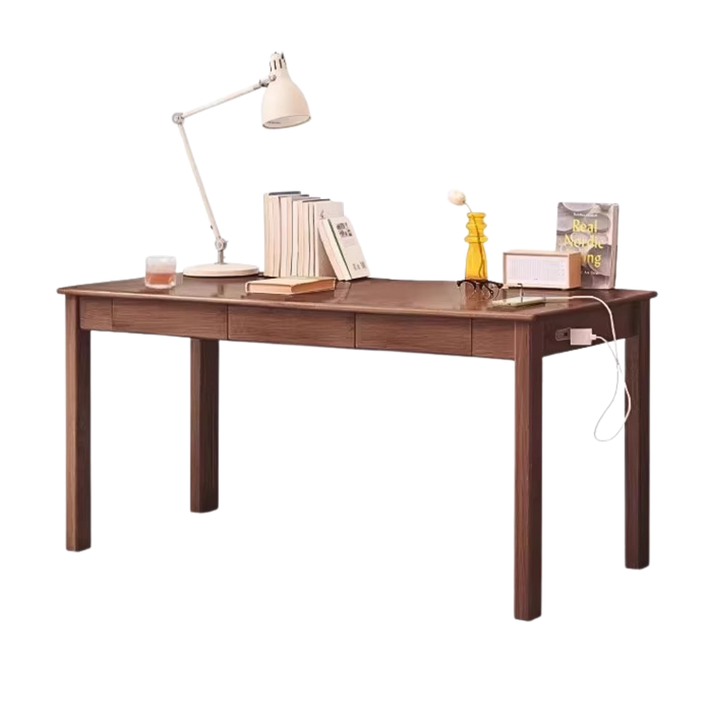 Oak, Ash Solid Wood USB Office Desk