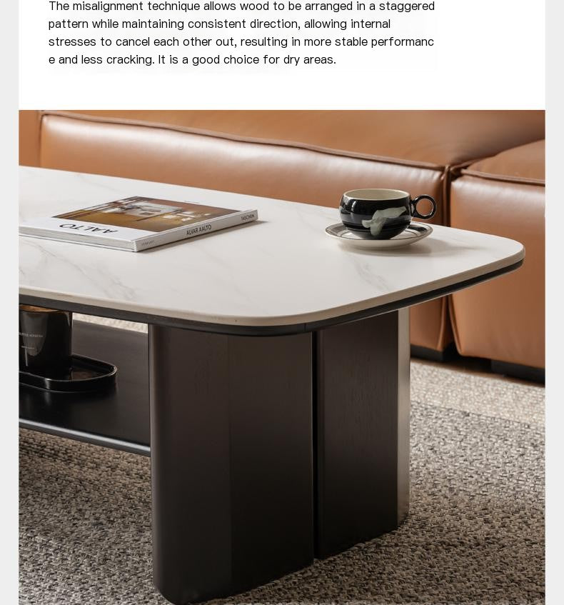 Rubberwood Italian Light Luxury Coffee Table.