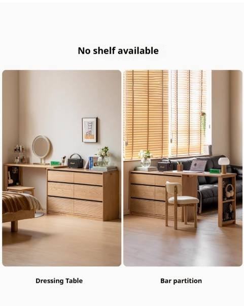 Ash Solid Wood Modern Multi-function Vanity Table.