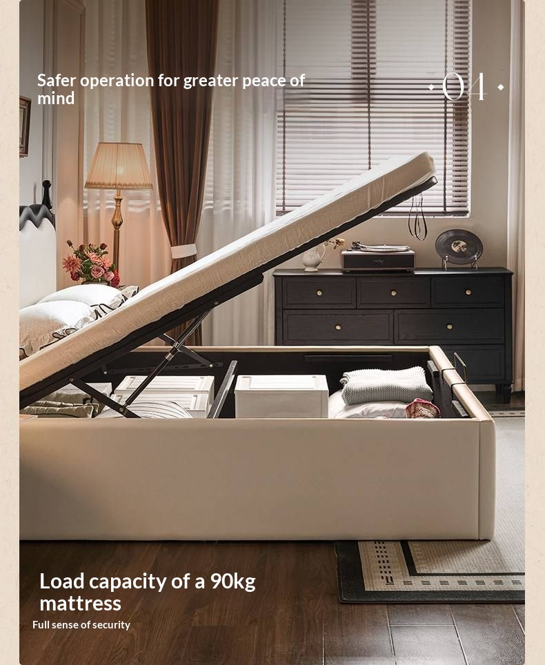 Eco-Friendly Cloud Leather Box Bed — French Retro Style with Wave Ripple Design