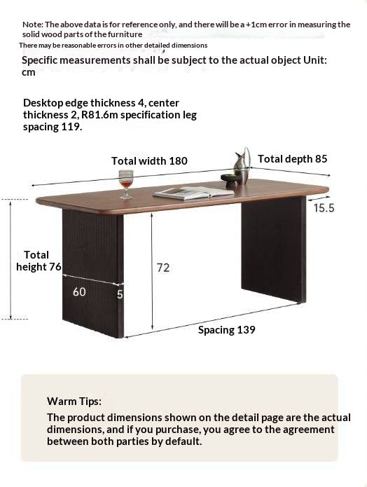 Black Walnut Solid Wood Light Luxury Style Dining Table