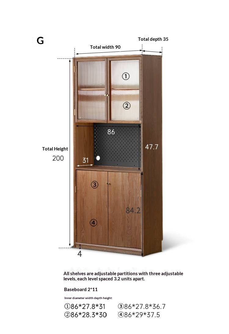 Oak, Ash Solid Wood Modular Bookcase with Glass Doors