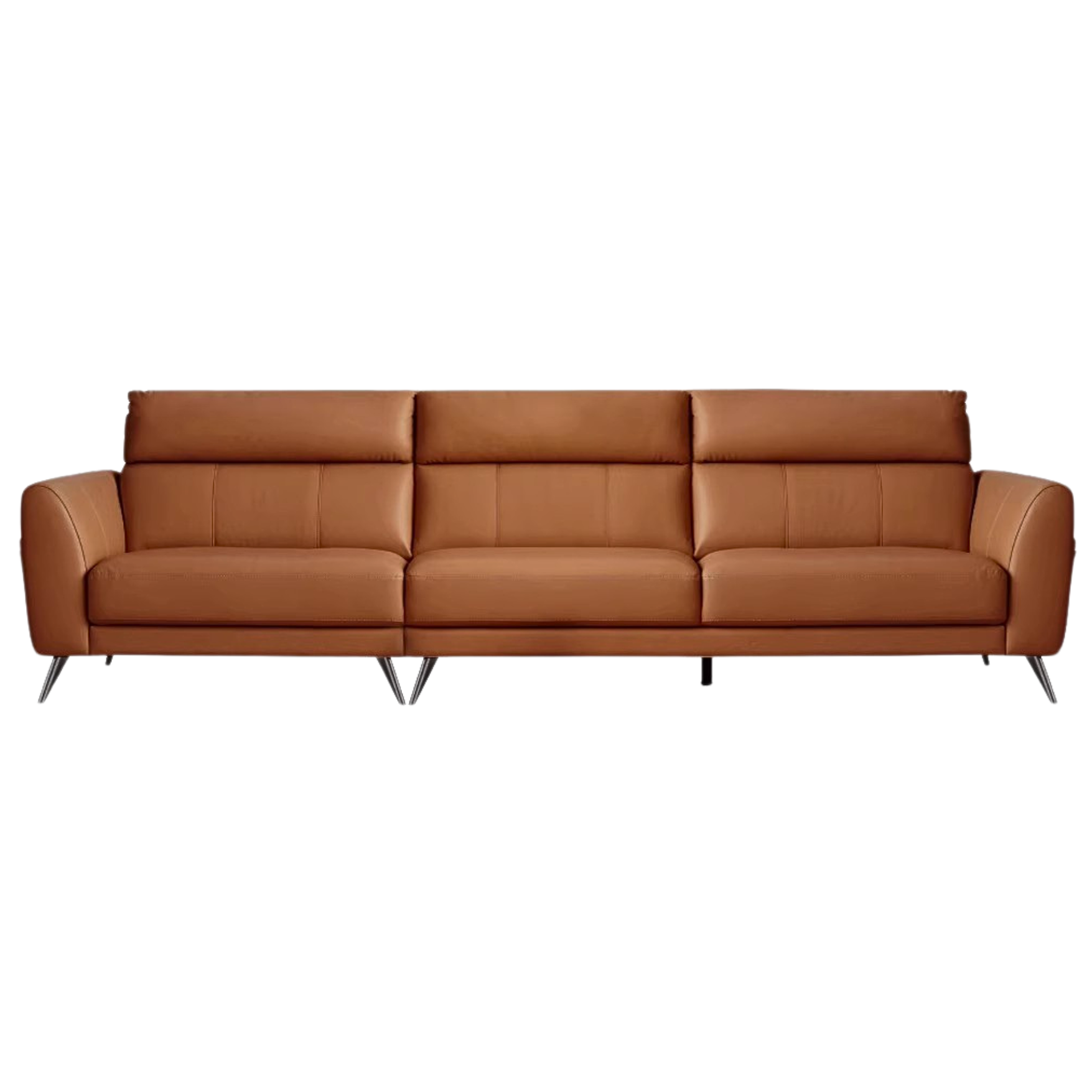 First-layer Yellow Cowhide Leather Sofa Light Luxury Italian Style.