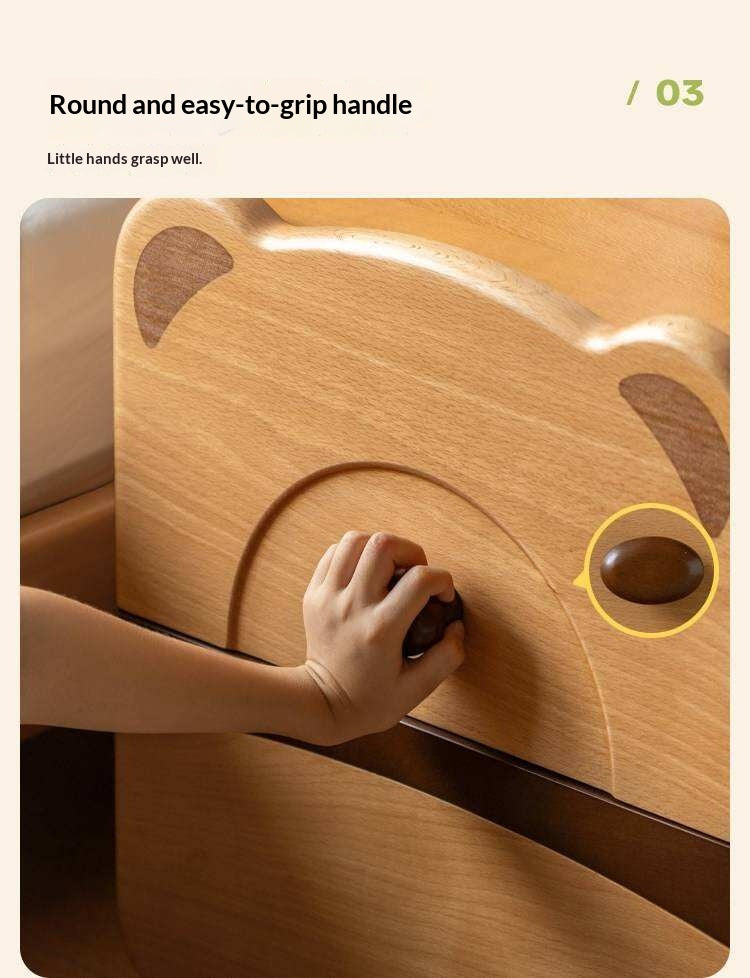 Beech Solid Wood Children s Cartoon Bear Nightstand
