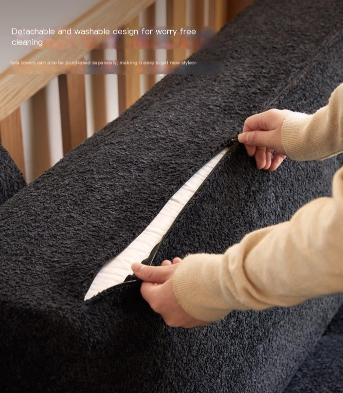 Oak, Ash Solid Wood Fabric Sofa with Deep Seat, Soft Cushion Design