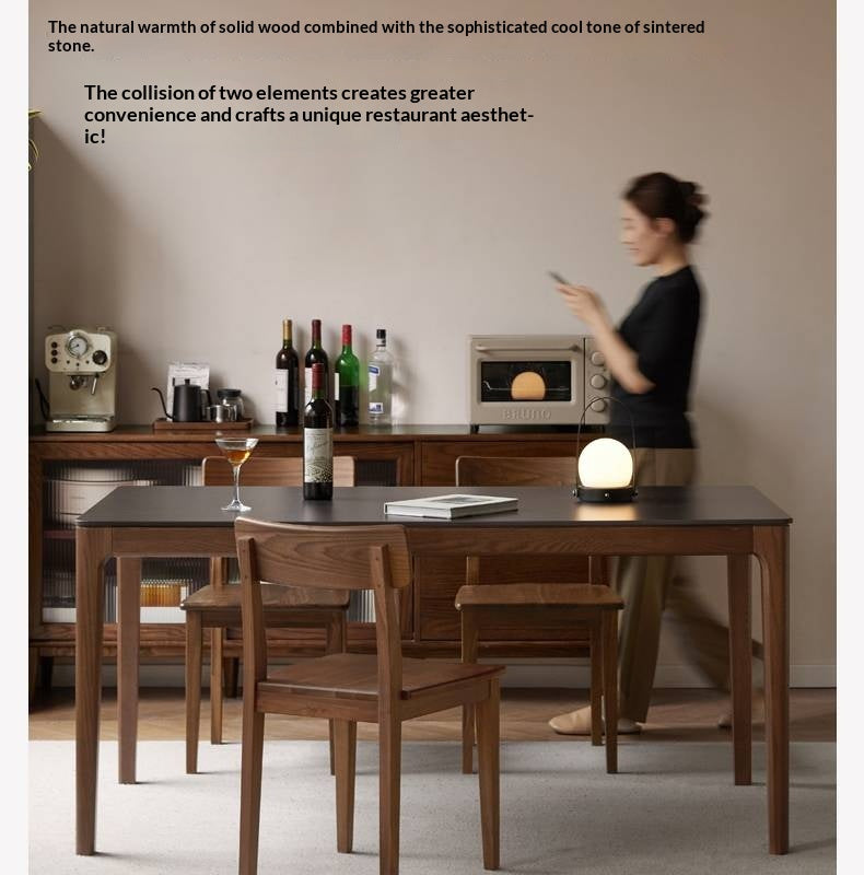 Oak Solid Wood Modern Minimalist Rock Plate Dining Table