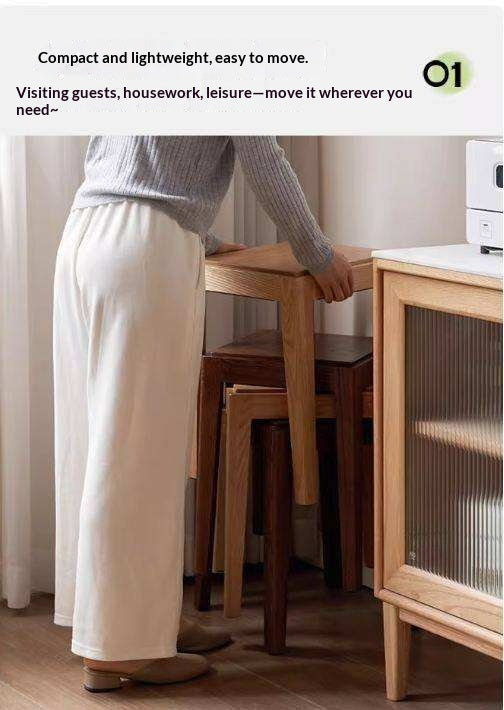 2pcs - Beech, Oak, Ash, Cherry Solid Wood, Solid RubberWood Foldable Nordic Square Stool