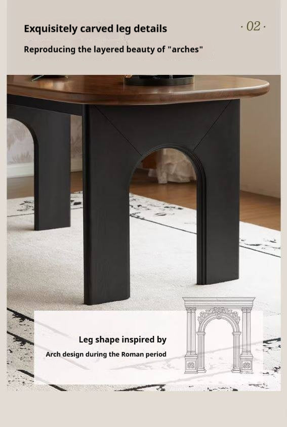 Black Walnut Solid Wood Dining Table French Retro