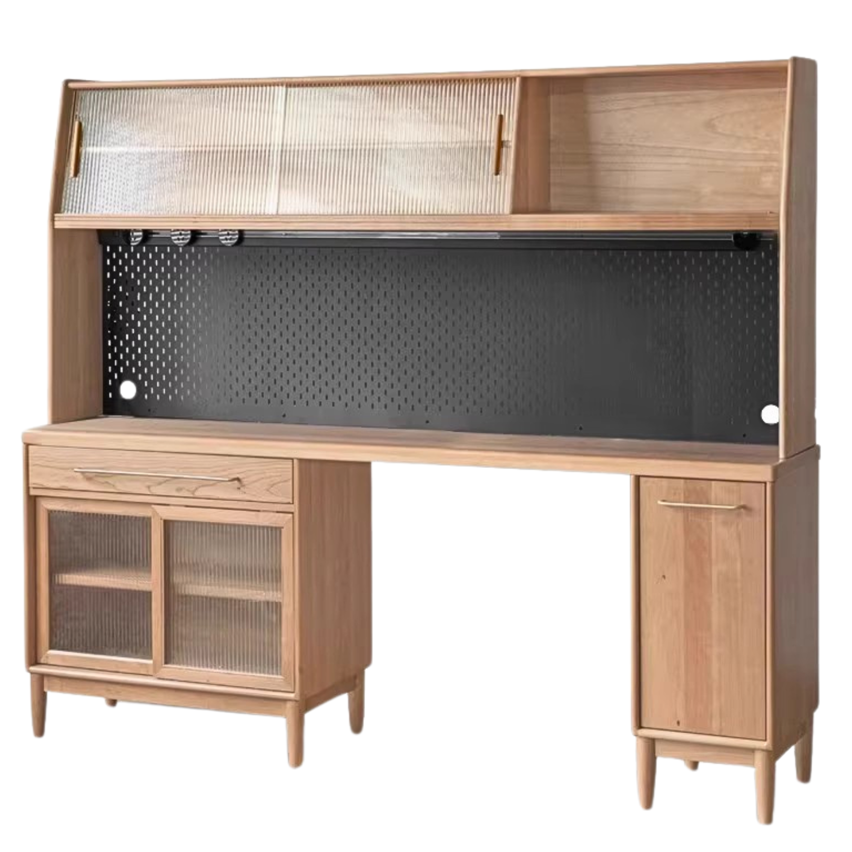 Cherry, Oak Solid Wood, Solid RubberWood Japanese Style Buffet Cabinet