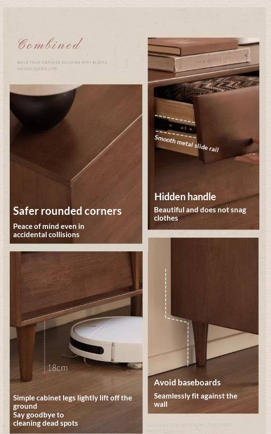 Solid Rubberwood Antique Style Chest of Drawers