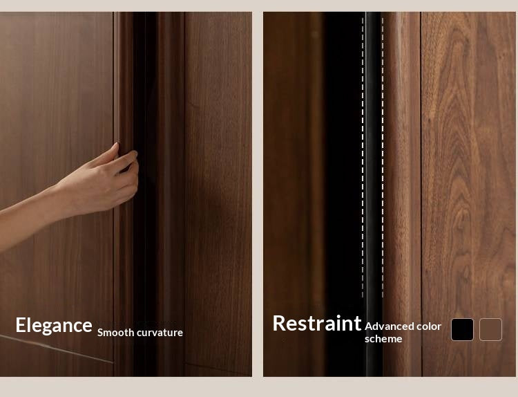 Black Walnut Solid Wood Wardrobe with Italian Light Luxury Style and Double Doors