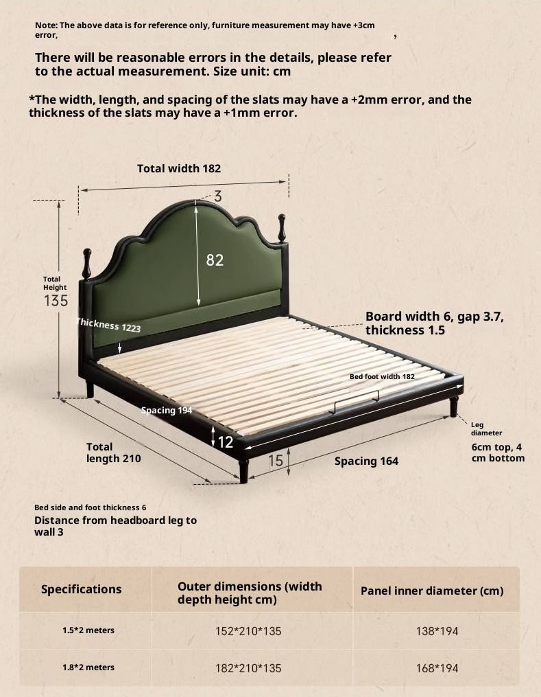 Fabric Soft Velvet Bed French Retro Style