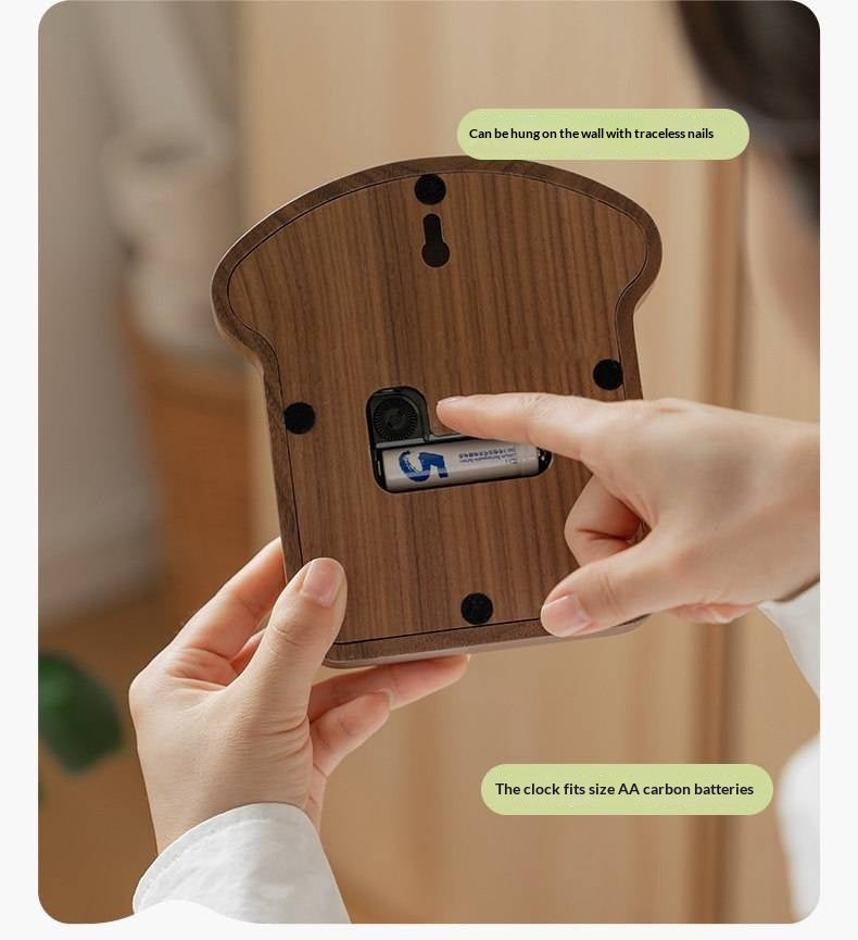 Cherry, Black Walnut Solid Wood Toast Clock Creative